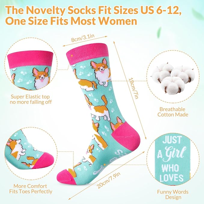 Funnymoom 2 Pack Corgi Gifts Set Skinny Tumbler 20 oz Travel Coffee Mug Novelty Cute Animals Socks, Christmas Birthday Party Gifts for Corgi Cute Dog Themed