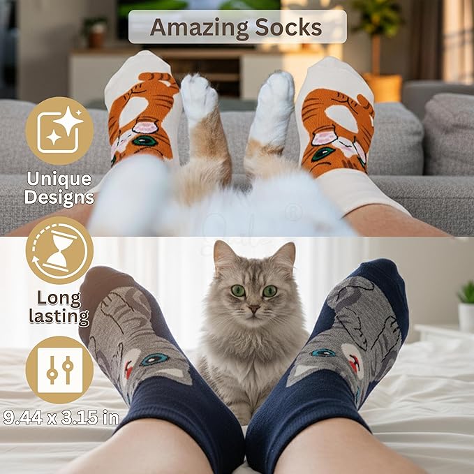 Funny Cat Lovers Gifts for Women, Cat Mom Mothers Day Gifts Box, Premium Cats Themed Gifts Set for Women with Borosilicate Glass Cup Crochet Doll & Socks, Crazy Cats Lady Gift Basket for Birthday