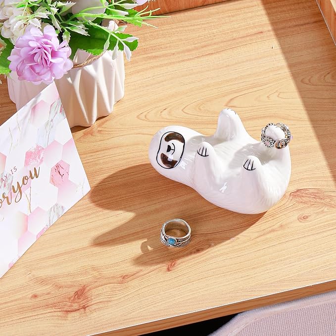 PUDDING CABIN Sloth Gifts Ring Holder Decor, Cute Ring Stand, Rings Display, Sloth Gift for Women Girls Her Mom Friends Sisters Birthday Wedding Christmas Mothers Day