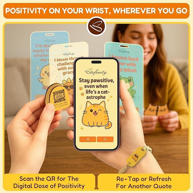 Stofinity 60 Positive Cat Affirmation Cards - Funny Cat Gifts For Women Birthday, Christmas Gifts For People Who Love Cats, Anxiety & Stress Relief Gift For Desk Decor