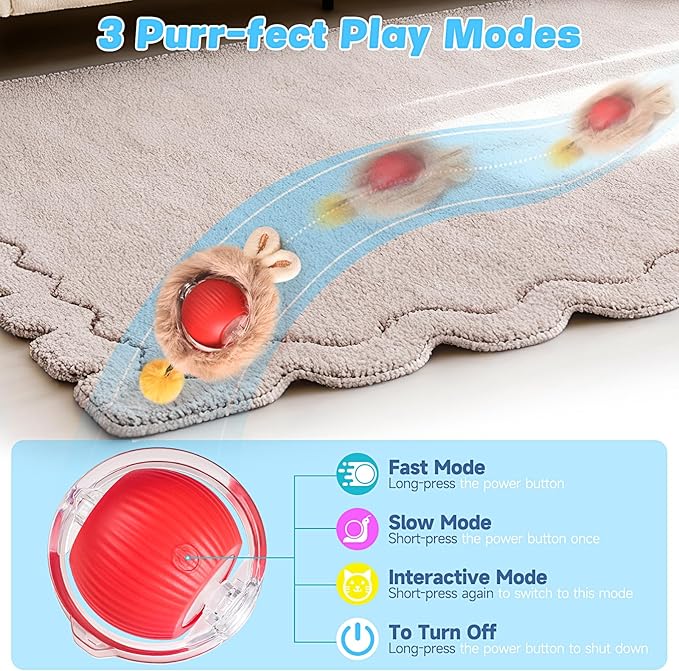 Interactive Cat Toy Ball Track, Interactive Cat Toy Automatic Moving with Motion Activated Hide Seek Rolling Chase for Indoor Play Rechargeable Blue