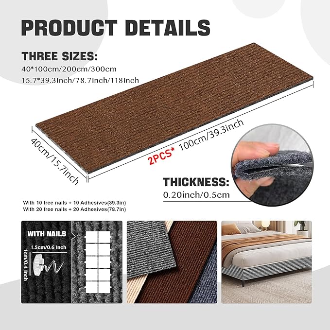 Cat Scratch Couch Furniture Protector, Adhesive Cat Scratch Pad Deterrent for Furniture, DIY Climbing Cat Scratcher Couch Protector from Cat Claws Scratching for Indoor (Brown,78.7x15.8In)
