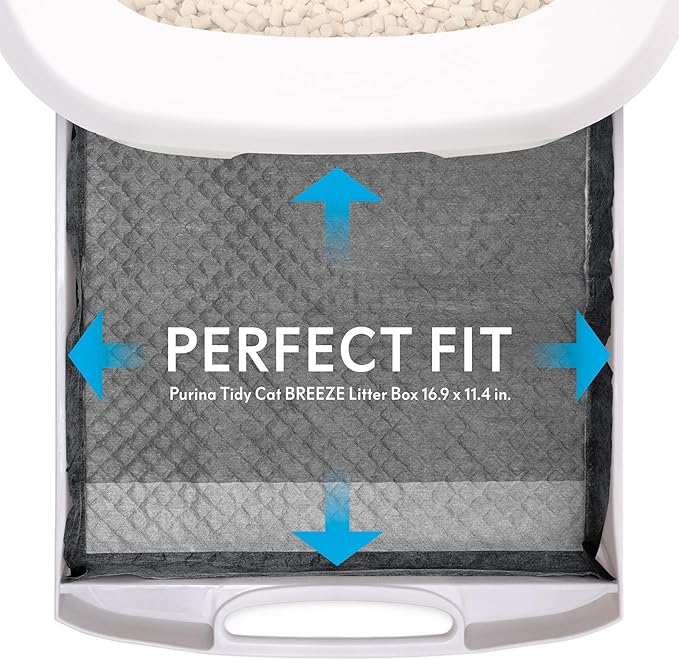 Paw Inspired Cat Pads, Generic Refills for Tidy Cats Breeze Litter Box System, Disposable Kitty Litter Liners for Easy Cleaning, Super Absorbent Pee Pads, 16.9 x 11.4 Inch (Carbon, 20 Count)
