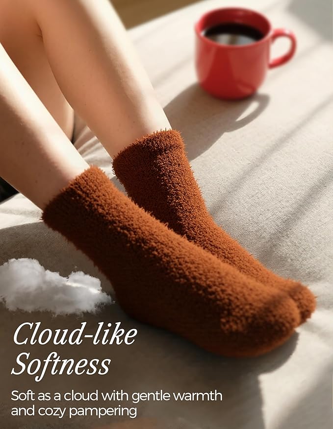 TEHOOK Warm & Cozy Gifts for Women, Fluffy Fuzzy Plush Sleeping Slipper Socks - Soft Warm Fabric