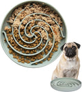 Slow Feeder Dog Bowls, Dishwasher Microwave Safe Silicone Puppy Puzzle Bowl with Non-Slip Design for Eating (Grey Green)