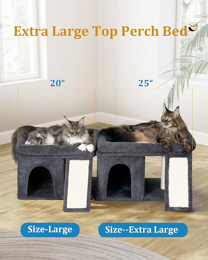 Aechonow XL Cat Tree Tower for Large Adult Cats 20 lbs+, 25in Perch Bed, Condo Cave for Indoor Medium Kittens Rabbit Ferret Pet, Sisal Scratchers, Extra Large