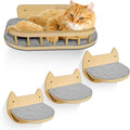 Cat Wall Shelves – 3 Steps Climbing Furniture & Perch for Indoor Cats up to 30lbs, Wooden Floating Shelf with Non-Slip Pad Bed, Modern Corner & Wall Mounted for Playing and Lounging - Natural