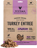 Vital Essentials Freeze Dried Cat Food, Raw Turkey Crunchy Mini Nibs | Complete Meal or Topper | 96% Turkey, Organs & Bone | Limited Ingredient, High Protein, Grain Free Dry Cat Food | 8 oz Bag