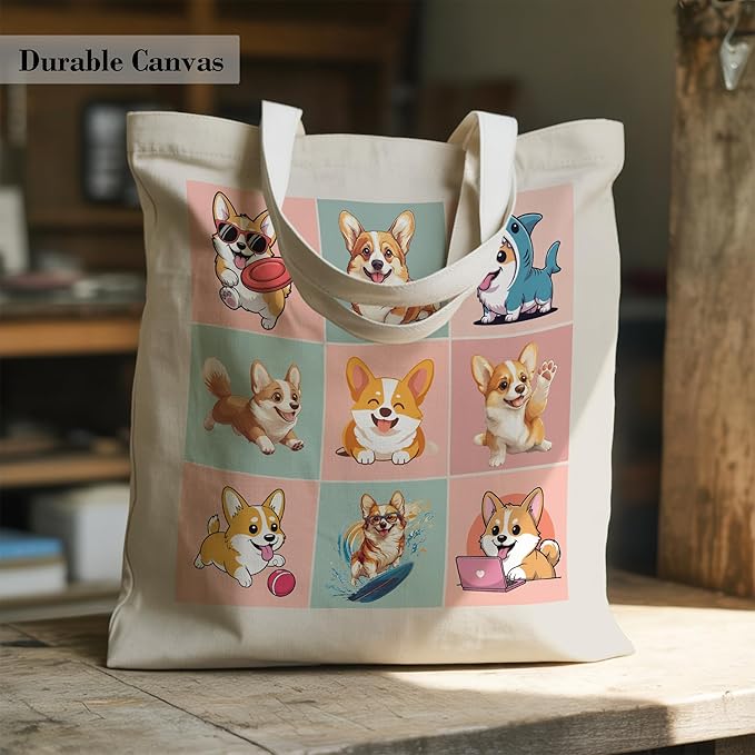 Pets Lover Gifts Tote Bag for Women, Dogs Cats Bee Aesthetic Canvas Bag with Inner Pocket