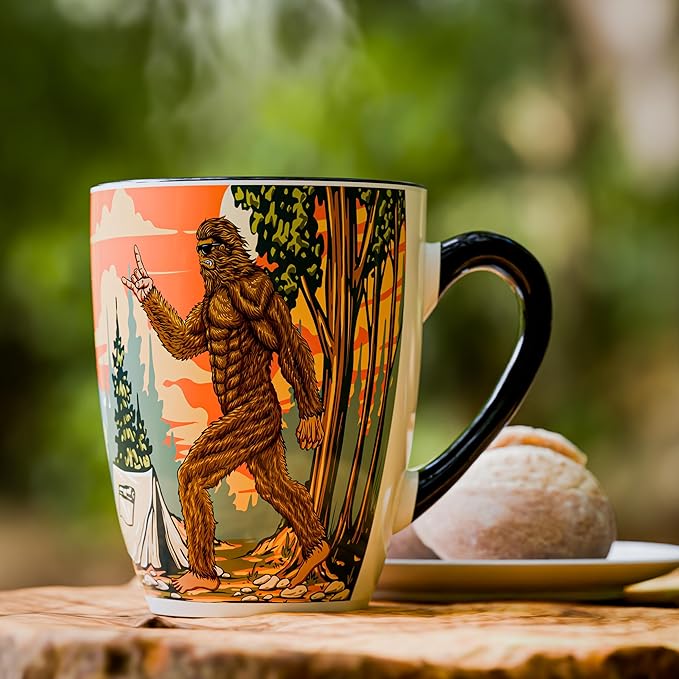 Color Changing Bigfoot Coffee Mug 15OZ - Ceramic Heat Sensitive Cup Hot Cocoa Tea Milk Mugs Hot Drinks and beverages Unique Beautiful Funny Holiday Christmas gift Idea Sasquatch Cryptid lovers men dad