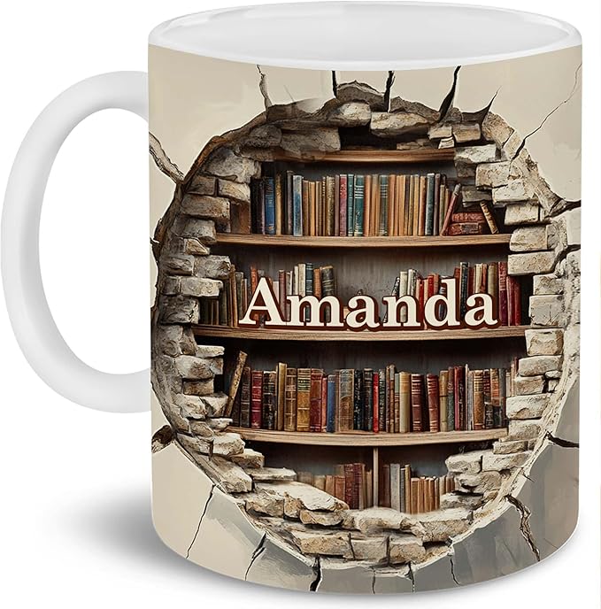 Personalized Book Lover Gifts - Book Lovers Gift For Bookworm, Readers, Librarians, Bookish - Books Are Treasured Wealth Mug Custom Avatar - Bookish Gift For Friends, Women, Her