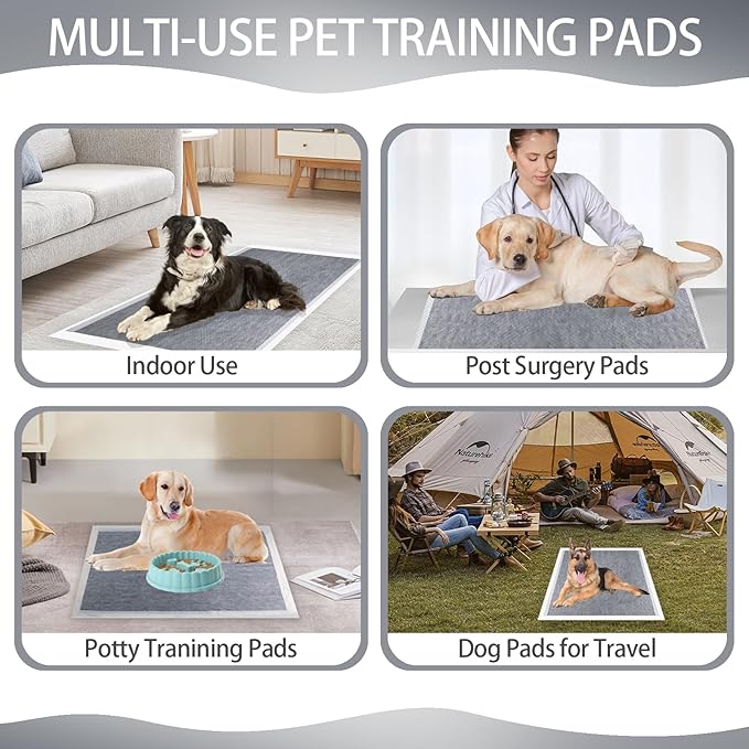 Extra Large Pee Pads for Dogs - 30"x36" Puppy Pads Activated Charcoal Bamboo Odor Control & Super Absorbent, Jumbo Disposable Potty Training Pads - 50 Count
