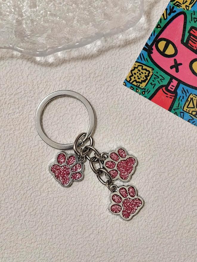 Aesthetic Metal Claw Keychain Cute Key Rings Charms for Women Kawaii Dog Cat Pet Gifts for Bag Backpack Car Keys