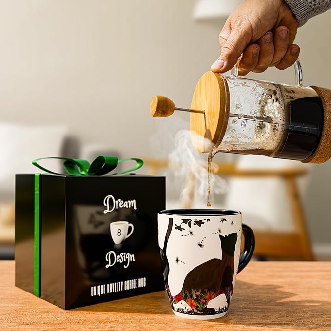 Color Changing Cat Mug for Cat Lovers 12oz | Ceramic Heat Sensitive Coffee Cup for Hot Drinks or Tea | Cute Magic Mug Gift for Women, Mom, Grandma | Perfect Christmas or Holiday Gift for Cat Lovers