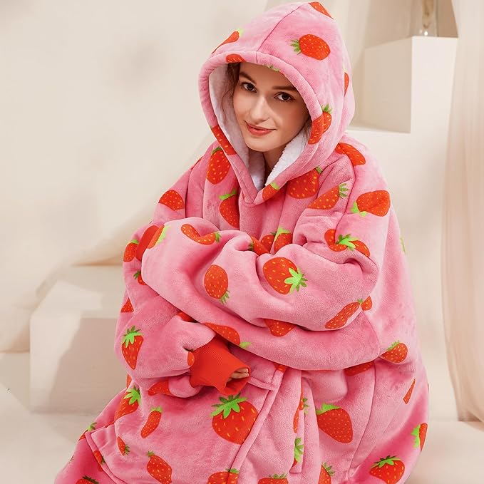 Narecte Cozy Oversized Blanket Hoodie Wearable Blanket Adults Soft Hooded Blanket Hoodie Birthday Gifts for Women Christmas
