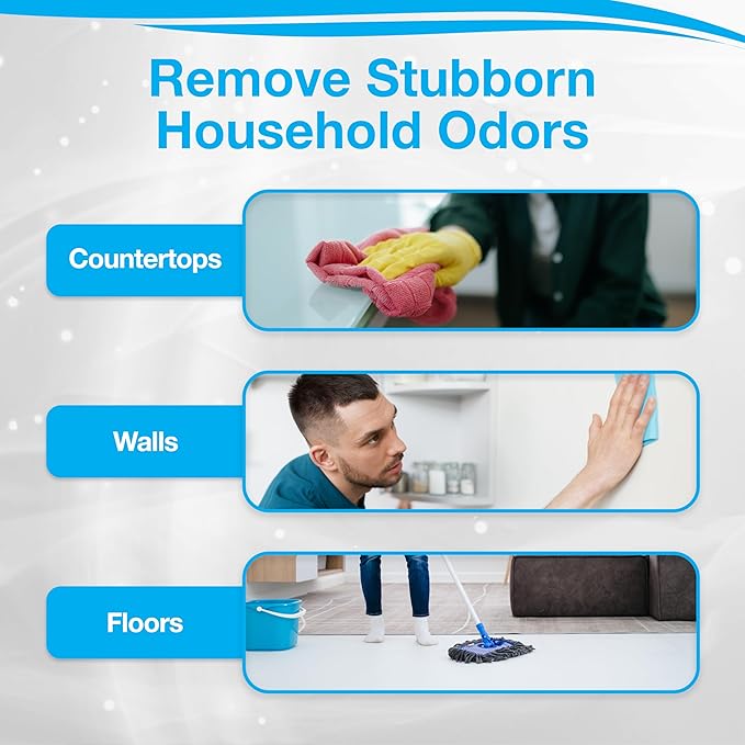 Biocide Systems Liquid Shocker Strong Odor Eliminator, Eco-Friendly Chlorine Dioxide Liquid Solution for Cleaning & Deodorizing Countertops, Floors and Walls, Makes Up to 20 gal. Pet & People Safe