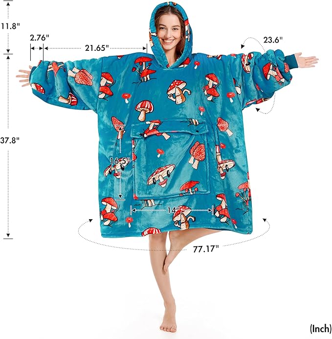 Narecte Cozy Oversized Blanket Hoodie Wearable Blanket Adults Soft Hooded Blanket Hoodie Birthday Gifts for Women Christmas