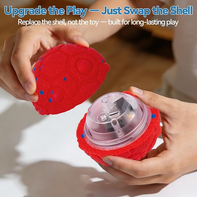Newget Interactive Dog Toy Ball Replacement Shell, Chew-Resistant E-TPU Durable Cover for Medium & Large Dogs, Spare Outer for Smart Rolling & Bouncing Balls, Red (No Ball Core)