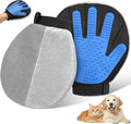 Pawaboo Pet Hair Removal Glove, Dual-Side Electrostatic Hair Removal & Silicone Fur Brush for Dogs and Cats, Reusable Five-Finger Pet Fur Grooming Glove for Couch Carpet Clothes Laundry, Blue & Grey