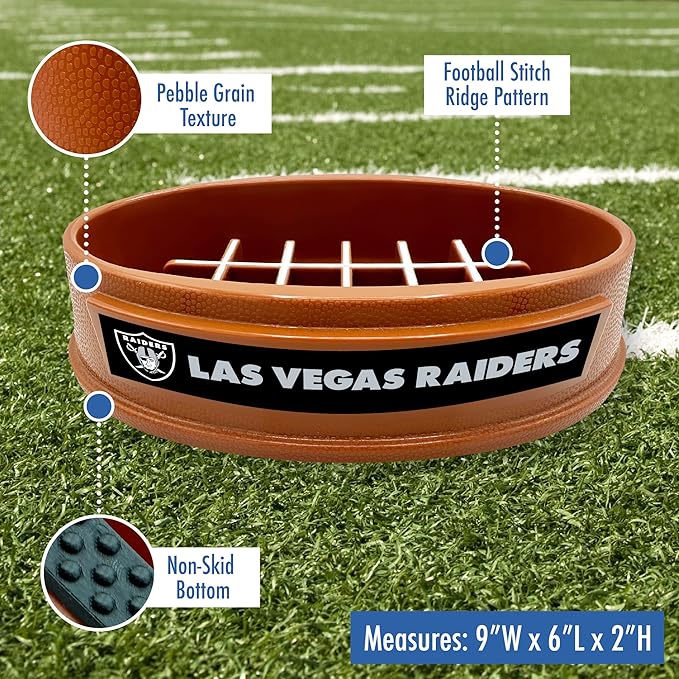 NFL Super-Bowl - Las Vegas Raiders Slow Feeder Dog Bowl, Football Design for Healthy Digestion, Non-Slip Pet Feeder for Large & Small Dogs & Cats