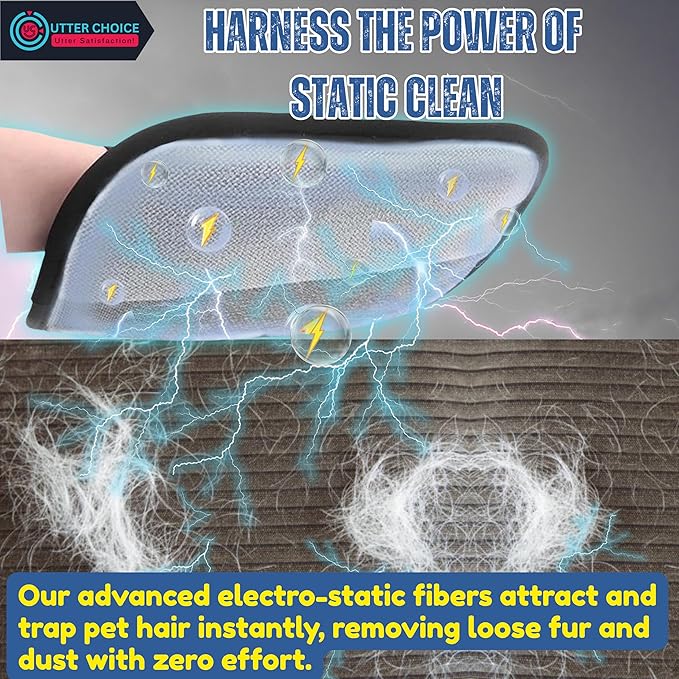The Magic Brush Pet Hair Remover Glove for Dogs & Cats – Upgraded 2025 Reusable Pet Hair Remover Electrostatic Grooming Mitt | Magic Pet Hair Remover Glove for Clothing, Couch