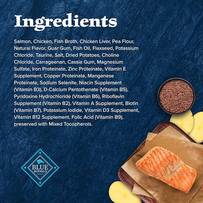 Blue Buffalo Wilderness Natural High-Protein Grain-Free Wet Food for Adult Cats, Salmon Paté, 5.5-oz. Cans, 24 Count
