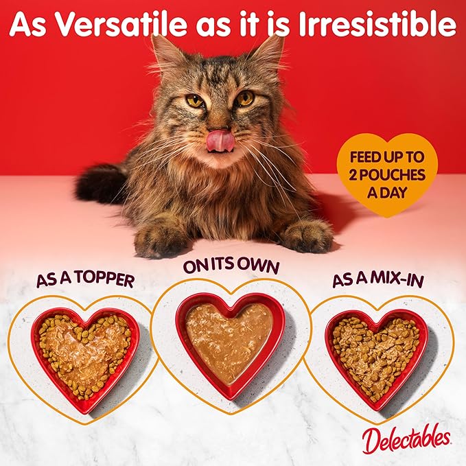 Delectables Lickable Treat Savory Broth Non-Seafood Wet Cat Treat with Real Chicken, Food Topper, Hydrating, Grain-Free, No Fillers, No By-Products, No Added Preservatives, 1.4oz Pouch, 12ct