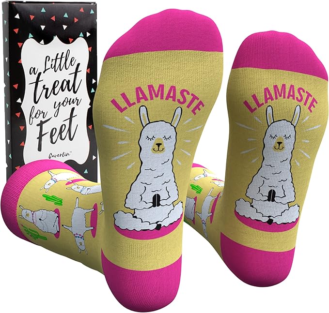 Cavertin Women's Novelty Socks with Gift Box Cat Lover Dog Mom Book Lover Cat Mom Llama Unicorn Sloth Corgi