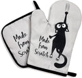 zcyhtqp, Made from Scratch, Funny Silicone Non-Slip Oven Mitts and Pot Holders Sets of 2, Cat Oven Mitts, Bake Lover Gift, Kitchen Gift for Cat Owner, Cat Mom