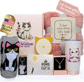 Luxury Cat Gifts for Cat Lovers, 8pc Feline Set with Premium Blanket & Shatterproof Steel Tumbler, Feline Mom Gifts Box, Cats Themed Gifts for Women, Cats Lady Gift for Birthday & Mother's Day