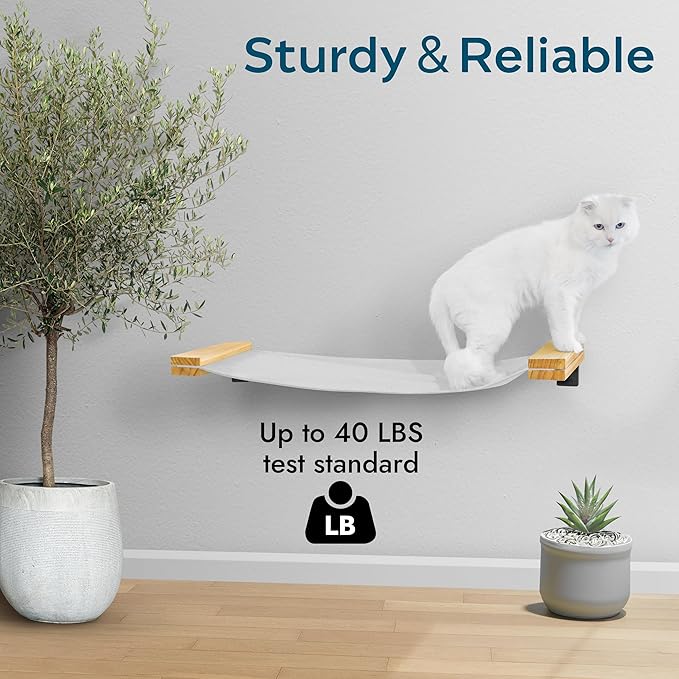 SANDPEAK Cat Wall Hammock | Cat Shelves for wall | Bridge, Shelf and Perches | Modern Wall Furniture for Indoor Cats | Mounted Hammock Bed for Sleeping, Playing, and Lounging.