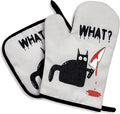 zcyhtqp, What? Funny Silicone Non-Slip Oven Mitts and Pot Holders Sets of 2, Cat Oven Mitts, Bake Lover Gift, Kitchen Gift for Cat Owner, Cat Mom