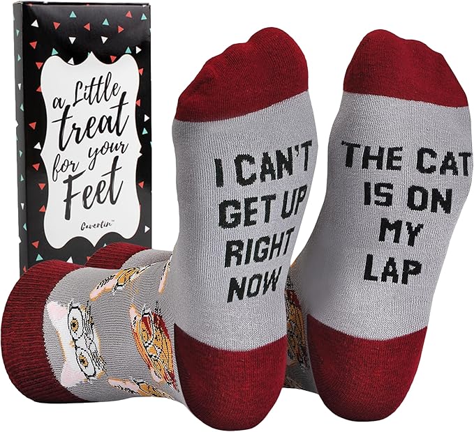Cavertin Women's Novelty Socks with Gift Box Cat Lover Dog Mom Book Lover Cat Mom Llama Unicorn Sloth Corgi
