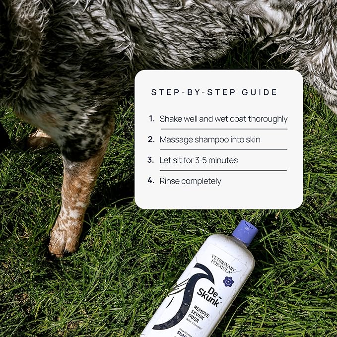 Odor Destroying Shampoo for Dogs, 32 oz. – Formulated with Powerful De-Greasers, Skunk Odor Remover for Pets, Carpet, Furniture and More – Removes Skunk Smell Fast