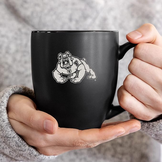 Rico Industries NCAA (D/E/F & G) Standard 15oz Laser Engraved Matte Black Ceramic Bistro Mug - For Hot or Cold Drinks