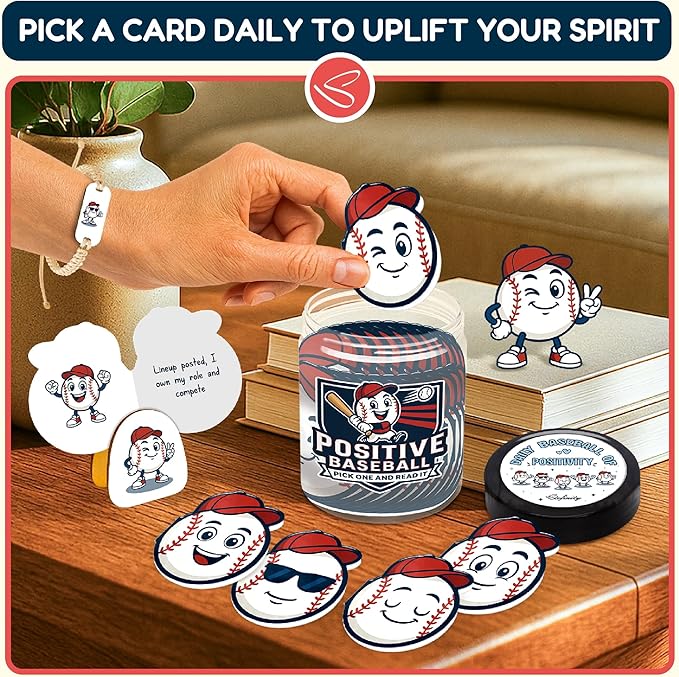 Stofinity Positive Baseball Gifts For Boys - Baseball Easter Basket Stuffers For Teens Boys, Easter Gifts Ideas For Son, Adults, Boyfriend, Daily Affirmation Cards Motivational Gift For Men, Boyfriend