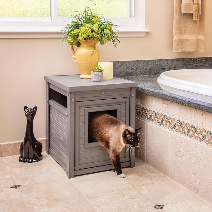 New Age Pet ECOFLEX Cat Box Cover and End Table with Litter Box Enclosure and a 10 Year Warranty Hides Unsightly Litter Box made with Moisture & Odor Resistant Composite Material