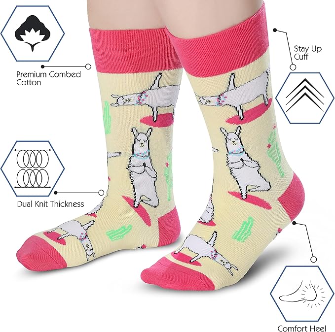 Cavertin Women's Novelty Socks with Gift Box Cat Lover Dog Mom Book Lover Cat Mom Llama Unicorn Sloth Corgi