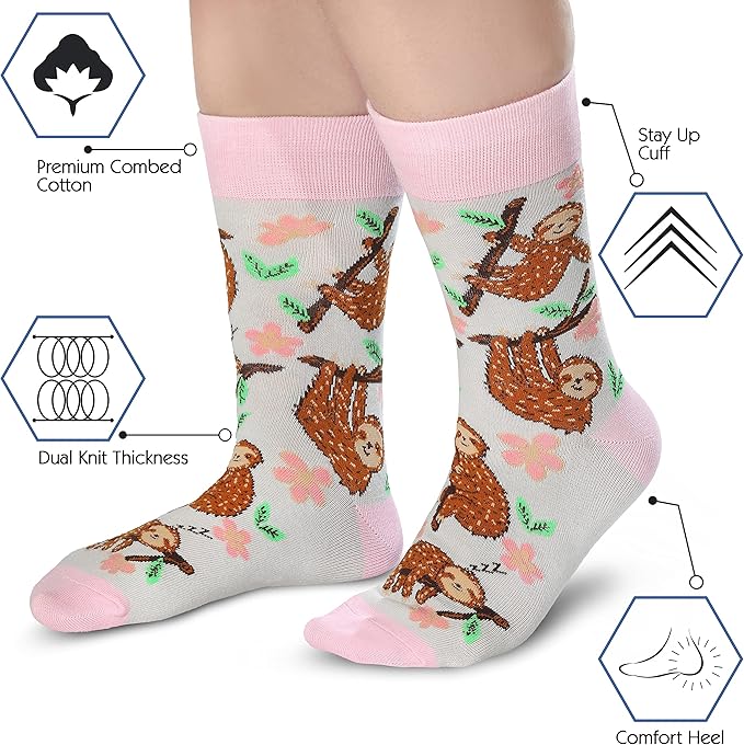 Cavertin Women's Novelty Socks with Gift Box Cat Lover Dog Mom Book Lover Cat Mom Llama Unicorn Sloth Corgi