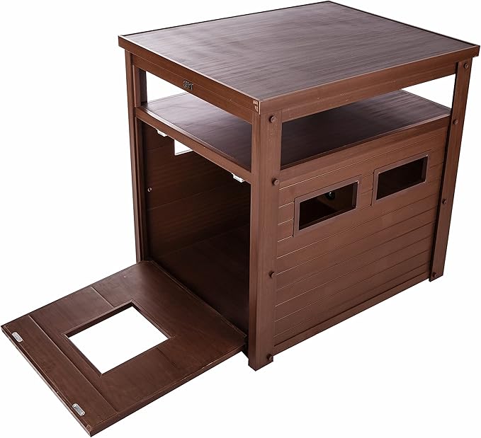 New Age Pet ECOFLEX Litter Loo Standard & Jumbo Sizes, 4 Colors, Moisture and Odor Resistant Enclosure & End Table, No‑Tools Assembly, 10 Year Warranty, Russet Brown, Jumbo