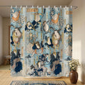 Vintage Blue Samurai Frog Shower Curtains,Folklore Japanese Shower Curtain for Bathroom,Funny Ninja Frog Japanese Art Bathroom Decor,72x72 Inch