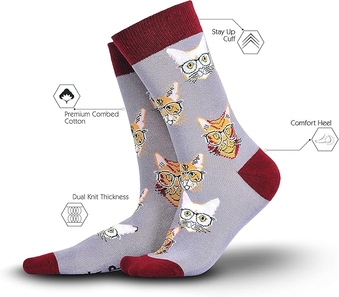 Cavertin Women's Novelty Socks with Gift Box Cat Lover Dog Mom Book Lover Cat Mom Llama Unicorn Sloth Corgi