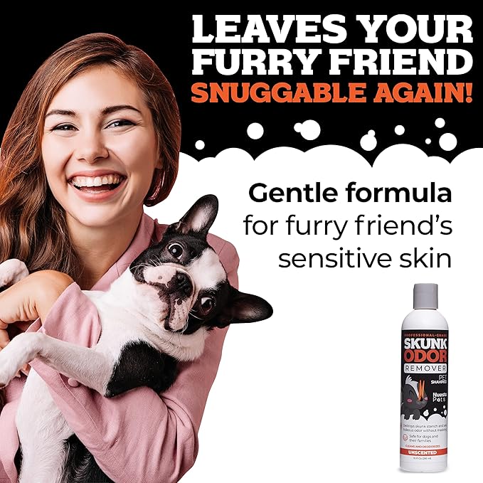 Pets Skunk Odor Remover Pet Shampoo (1 10 oz Bottle of Shampoo) | Stench Eliminator - Clean & Deodorize Dogs - Naturally Derived, pH Balanced - Safe and Gentle on Pets - Unscented