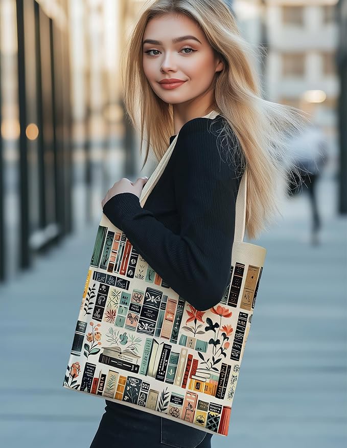 Gifts for Women, Canvas Tote Shopping Reusable Grocery Gift Bags