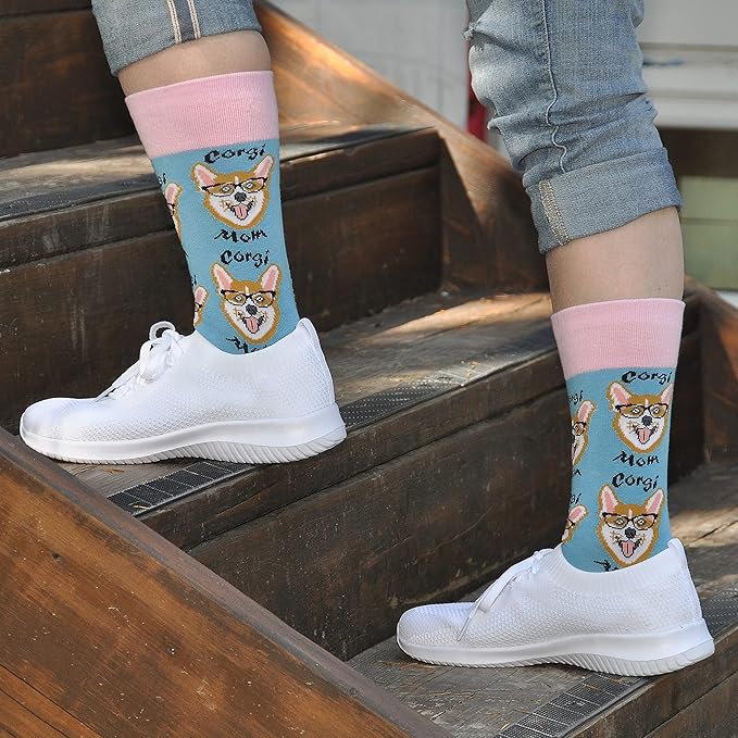 Cavertin Women's Novelty Socks with Gift Box Cat Lover Dog Mom Book Lover Cat Mom Llama Unicorn Sloth Corgi