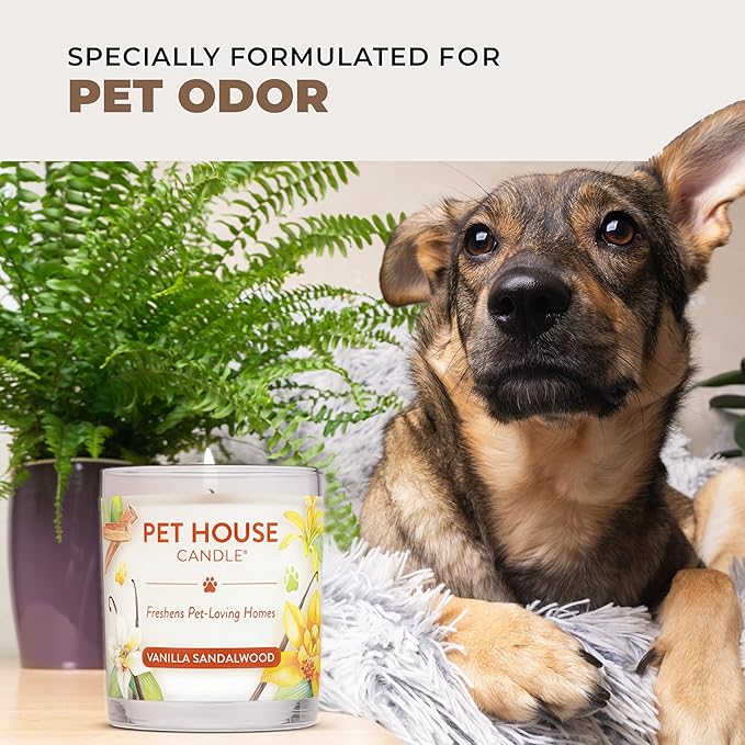 One Fur All Pet House Candle 9 OZ Plant-Based Soy Scented Candle with a 60 Hour Burn Time and a Cotton Wick - Fireside