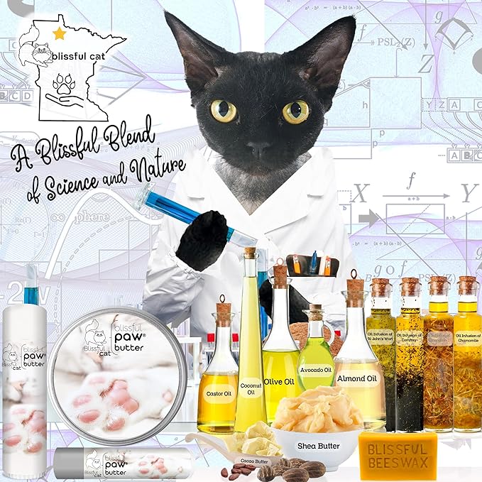The Blissful Cat Paw Butter, Moisturizer for Dry Paw Pads, Softens and Protects Rough Feet, Versatile, Lick-Safe Balm, 0.15 oz.