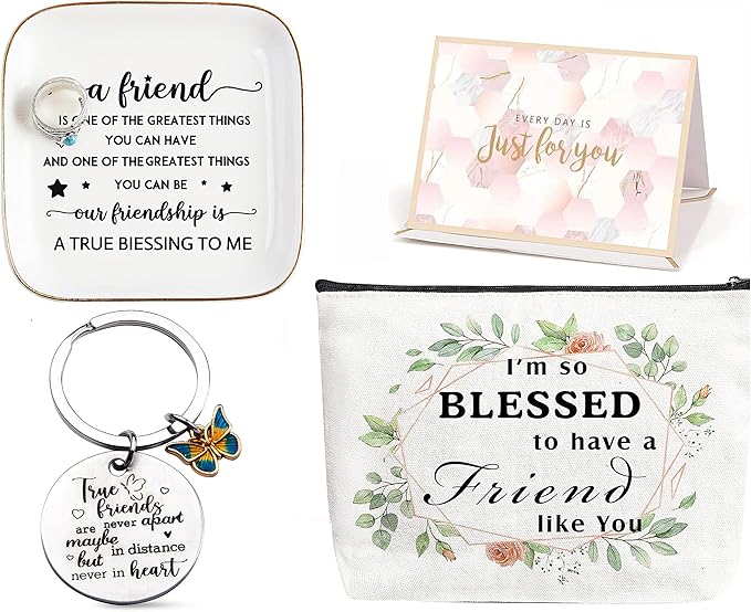 PUDDING CABIN Friend Gifts for Women, Birthday Gifts for Women Friends Basket Jewelry Dish Set, Friendship Gifts for Women