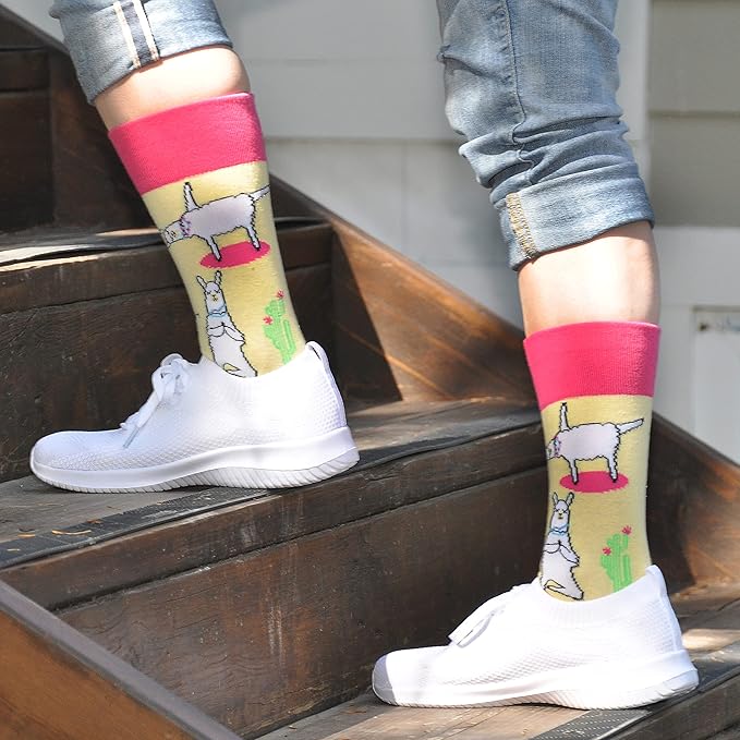 Cavertin Women's Novelty Socks with Gift Box Cat Lover Dog Mom Book Lover Cat Mom Llama Unicorn Sloth Corgi