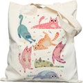 DYALE Canvas Tote Bag Double-Sided Prints with Snap Closure, Cute Tote Bag with Pocket for Shopping, Library, Work, Travel